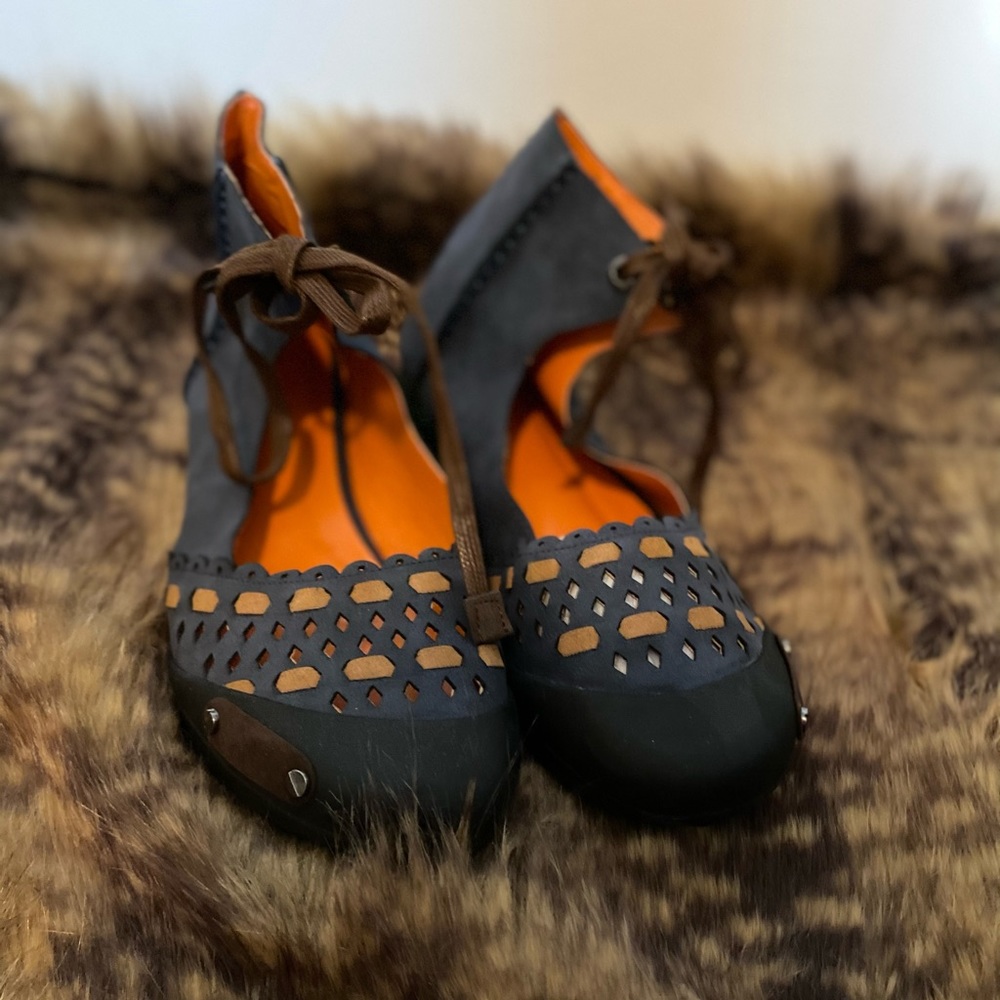Blue and orange flats